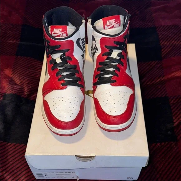 Nike Air Jordan 1 **Rare**Red and White Womens Sneakers - Picture 1 of 7